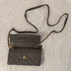 Grey-green quilted clutch/purse